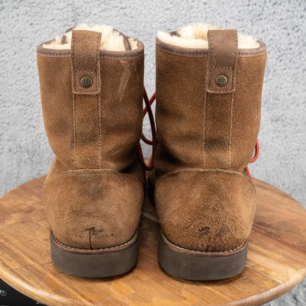 UGG Hannen TL Boots Sz 14 Waterproof Winter Leather Sheepskin Work Warm Brown